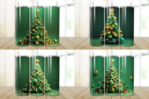 3D Christmas Tree Tumbler Bundle Sublimation Regulrcrative 