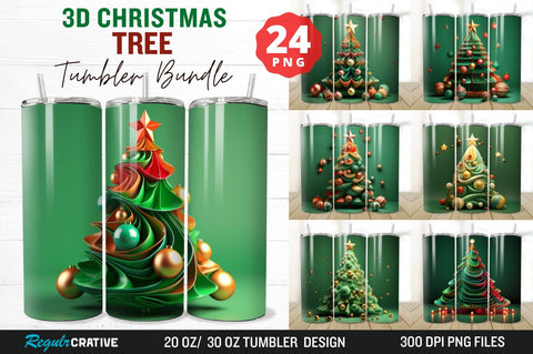 3D Christmas Tree Tumbler Bundle Sublimation Regulrcrative 