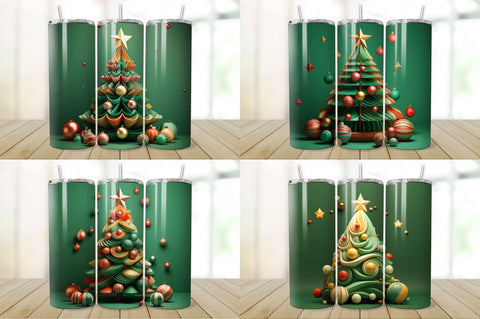 3D Christmas Tree Tumbler Bundle Sublimation Regulrcrative 