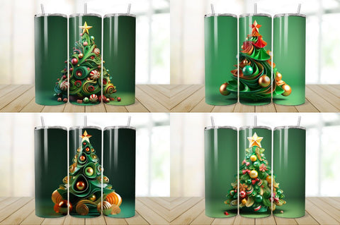 3D Christmas Tree Tumbler Bundle Sublimation Regulrcrative 