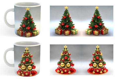 3D Christmas Tree with Ornament Mug Wrap | Sublimation Coffee Cup Sublimation artnoy 