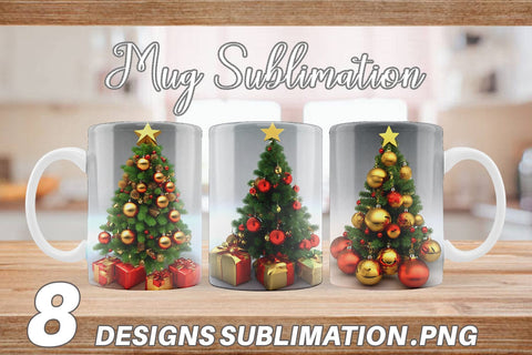3D Christmas Tree with Ornament Mug Wrap | Sublimation Coffee Cup Sublimation artnoy 