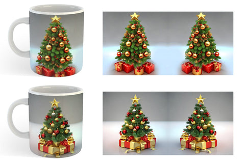 3D Christmas Tree with Ornament Mug Wrap | Sublimation Coffee Cup Sublimation artnoy 