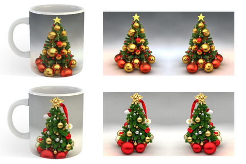 3D Christmas Tree with Ornament Mug Wrap | Sublimation Coffee Cup Sublimation artnoy 