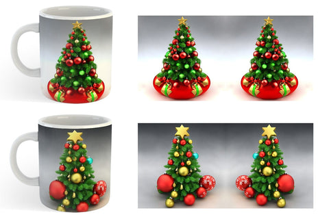 3D Christmas Tree with Ornament Mug Wrap | Sublimation Coffee Cup Sublimation artnoy 