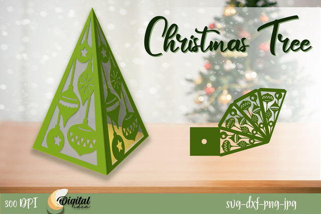 3D Christmas Trees Lantern SVG. Christmas Lantern Paper Cut 3D Paper Evgenyia Guschina 
