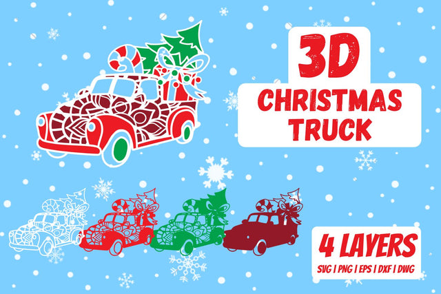 3D Christmas truck SVG SvgOcean 