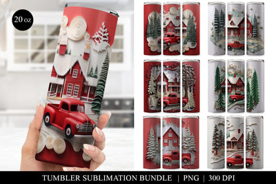 3D Christmas Tumbler Sublimation Bundle - 6 Designs Sublimation BijouBay 