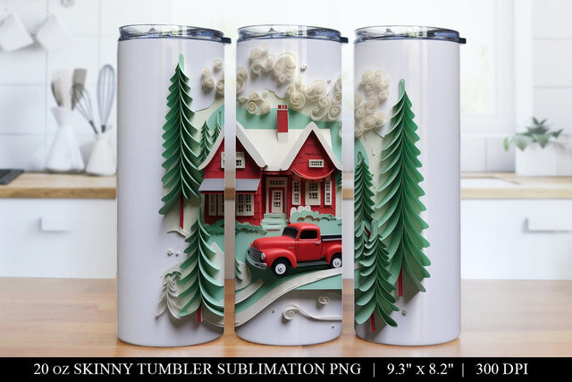3D Christmas Tumbler Wrap, Skinny Tumbler Sublimation PNG Sublimation BijouBay 