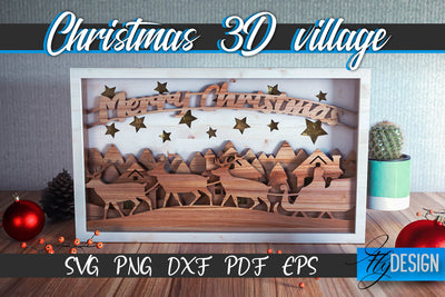 3d Christmas Village SVG | Paper Cut Files | Shadowbox SVG Design SVG Fly Design 