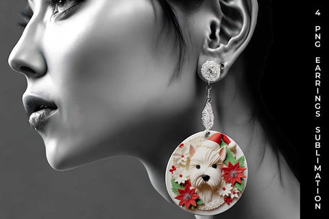 3D Christmas Westie Dog Earrings Sublimation PNG Bundle Free For Commercial Use Sublimation Sintegra 