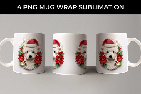 3D Christmas Westie Dog Mug Wrap Sublimation PNG Bundle Free For Commercial Use Sublimation Sintegra 