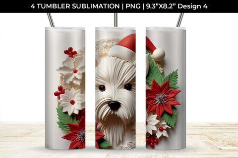 3D Christmas Westie Dog Tumbler Wrap 20 oz Sublimation PNG Bundle Free For Commercial Use Sublimation Sintegra 