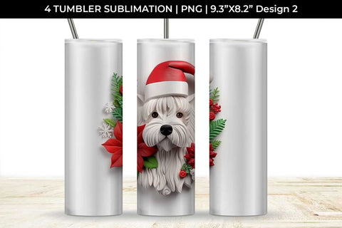 3D Christmas Westie Dog Tumbler Wrap 20 oz Sublimation PNG Bundle Free For Commercial Use Sublimation Sintegra 