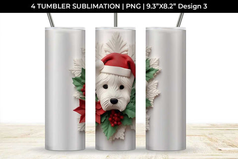 3D Christmas Westie Dog Tumbler Wrap 20 oz Sublimation PNG Bundle Free For Commercial Use Sublimation Sintegra 