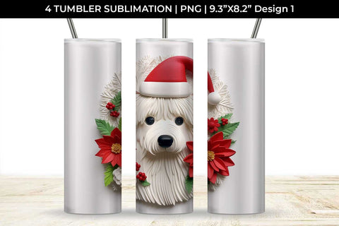 3D Christmas Westie Dog Tumbler Wrap 20 oz Sublimation PNG Bundle Free For Commercial Use Sublimation Sintegra 