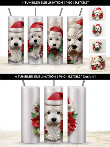 3D Christmas Westie Dog Tumbler Wrap 20 oz Sublimation PNG Bundle Free For Commercial Use Sublimation Sintegra 