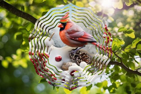3D Christmas Wind Spinner Sublimation Cardinal Round PNG SVG OrangeBrushStudio 