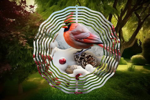 3D Christmas Wind Spinner Sublimation Cardinal Round PNG SVG OrangeBrushStudio 