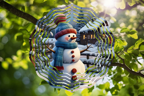 3D Christmas Wind Spinner Sublimation Snowman Round PNG Design Sublimation OrangeBrushStudio 