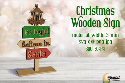 3D Christmas Wooden Sign Laser Cut. Christmas Sign Lasercut. SVG Evgenyia Guschina 