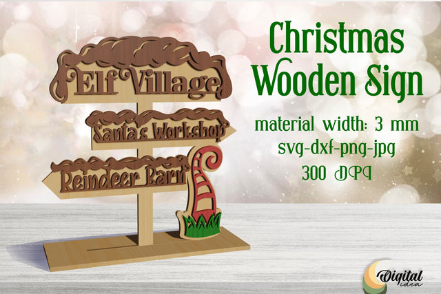 3D Christmas Wooden Sign Laser Cut. Christmas Sign Lasercut. SVG Evgenyia Guschina 