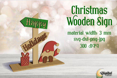 3D Christmas Wooden Sign Laser Cut. Christmas Sign Lasercut. SVG Evgenyia Guschina 