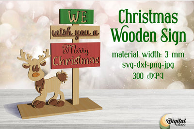 3D Christmas Wooden Sign Laser Cut. Christmas Sign Lasercut. SVG Evgenyia Guschina 