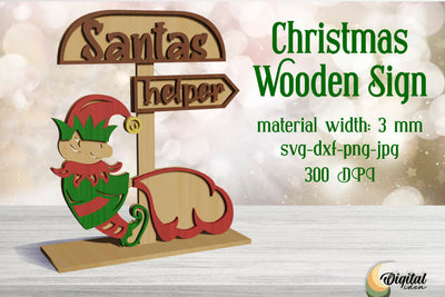 3D Christmas Wooden Sign Laser Cut. Christmas Sign Lasercut SVG Evgenyia Guschina 