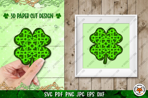 3D Clover Paper Cut SVG | Shamrock SVG | Four Leaf Clover 3D Paper Digital Craftyfox 