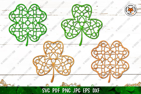 3D Clover Paper Cut SVG | Shamrock SVG | Four Leaf Clover 3D Paper Digital Craftyfox 