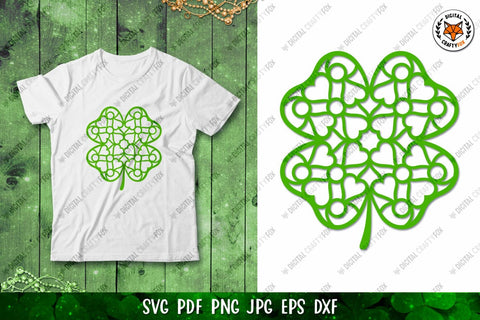 3D Clover Paper Cut SVG | Shamrock SVG | Four Leaf Clover 3D Paper Digital Craftyfox 