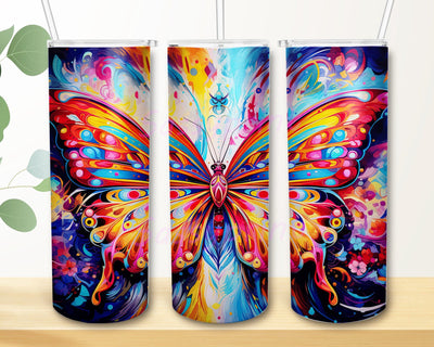 3D Colorful Butterfly 20oz Skinny Tumbler Png, Watercolor Wings Butterfly Tumbler, Colorful Butterflies Png, Butterfly Wings Tumbler, Butterfly Sublimation Design Sublimation sassyprint 