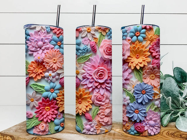 3D Colorful Flowers 20 oz Skinny Tumbler Sublimation Design, 3D Colorful Rainbow Daisies Tumbler, Floral Tumbler Png, 3D Flowers Tumbler, Instant Digital Download File Sublimation iStyleDesign 