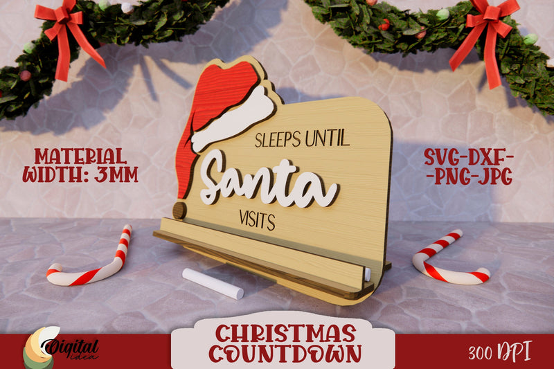 3D Countdown Laser Cut. Christmas Home Decor Laser Cut. SVG Evgenyia Guschina 