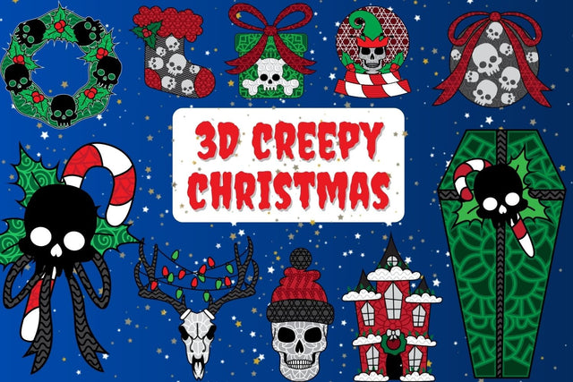 3D Creepy Christmas SVG Bundle SVG SvgOcean 