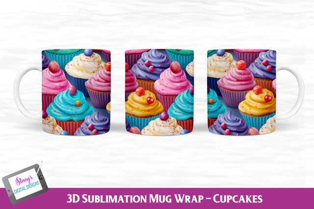 3D Cupcake Mug | 3D Mug Sublimation Sublimation Stacy's Digital Designs 