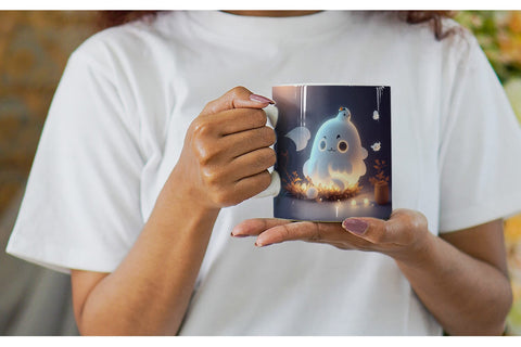 3D Cute Ghost Halloween Mug Wrap | Sublimation Coffee Cup Sublimation artnoy 