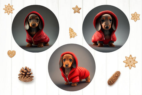 3D Dachshund Christmas Ornament Bundle. Dog Ornament PNG Sublimation Olga Terlyanskaya 