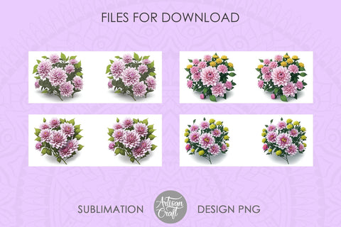 3D Dahlia flowers, 3D mug Sublimation Artisan Craft SVG 