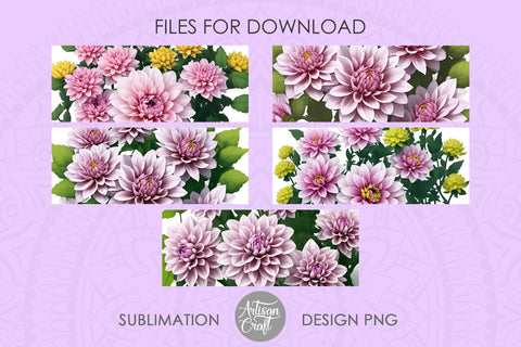3D Dahlias mug sublimation designs Sublimation Artisan Craft SVG 