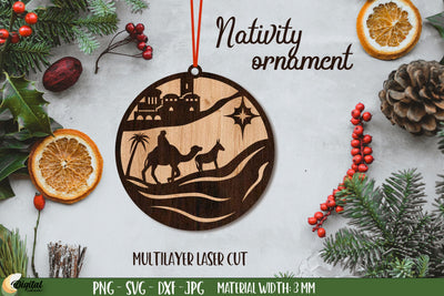 3D Decor. Nativity Ornament Laser Cut. Christmas Ornament Laser Cut SVG Evgenyia Guschina 