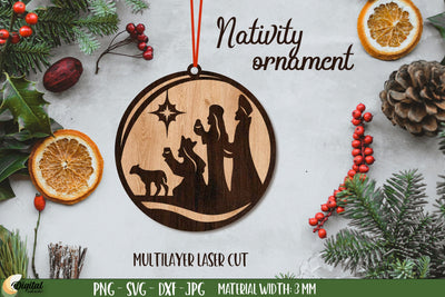 3D Decor. Nativity Ornament Laser Cut. Christmas Ornament Laser Cut SVG Evgenyia Guschina 
