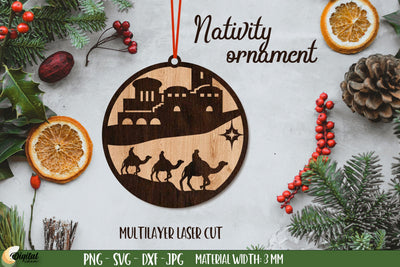 3D Decor. Nativity Ornament Laser Cut. Christmas Ornament Laser Cut SVG Evgenyia Guschina 