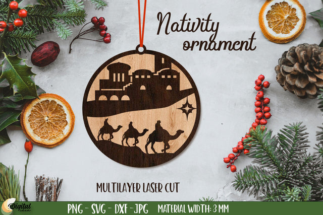 3D Decor. Nativity Ornament Laser Cut. Christmas Ornament Laser Cut SVG Evgenyia Guschina 