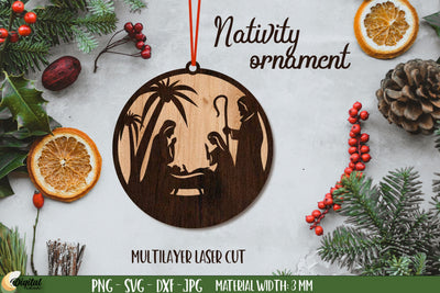 3D Decor. Nativity Ornament Laser Cut. Christmas Ornament Laser Cut SVG Evgenyia Guschina 