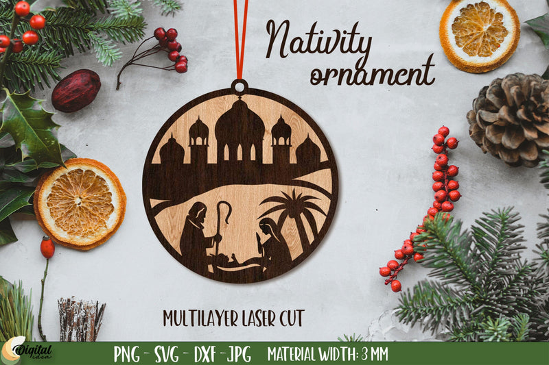 3D Decor. Nativity Ornament Laser Cut. Christmas Ornament Laser Cut SVG Evgenyia Guschina 