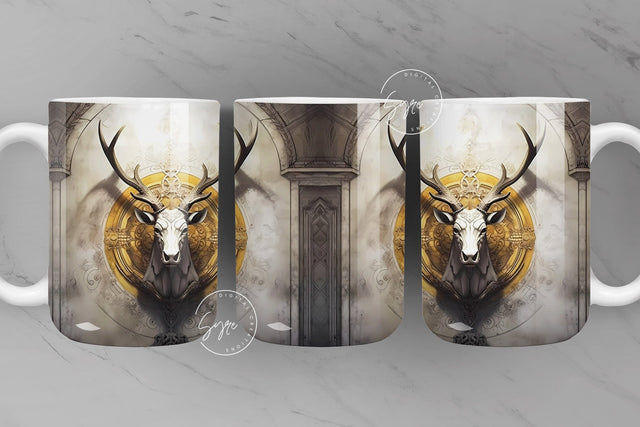 3D Deer Mug, White Big buck Mug, Spring Mug, Fathers Day Gifts, Mural Art, Gift for Him, 11 & 15 Oz Mug Press Sublimation, Digital Download Sublimation Syre Digital Creations 