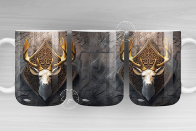 3D Deer Mug, White Big buck Mug, Spring Mug, Fathers Day Gifts, Mural Art, Gift for Him, 11 & 15 Oz Mug Press Sublimation, Digital Download Sublimation Syre Digital Creations 