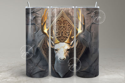 3D Deer Tumbler, White Big buck Tumbler, 20oz Skinny Tumbler Sublimation, Spring Tumbler, Fathers Day Gifts, Mural Art, Digital Download Sublimation Syre Digital Creations 